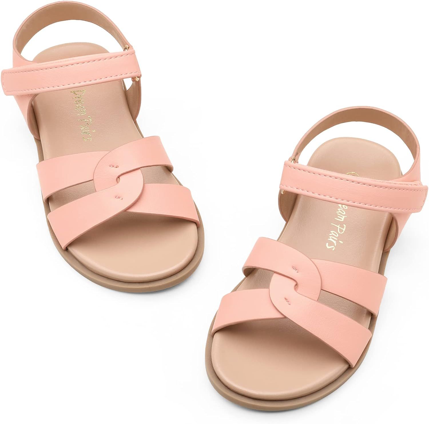 DREAM PAIRS Girls Sandals Open Toe Princess Flat Sandals Strappy Summer Shoes Toddler/Little Kid | Amazon (US)