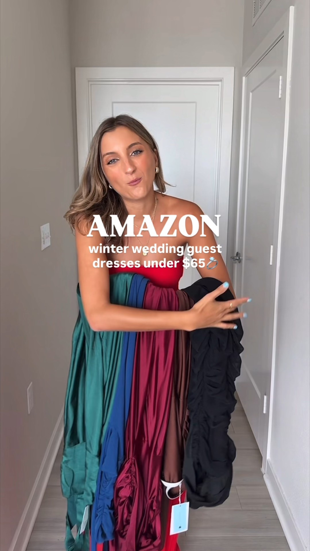 Winter wedding guest dresses from Amazon prime under $65 wearing an XS 💍