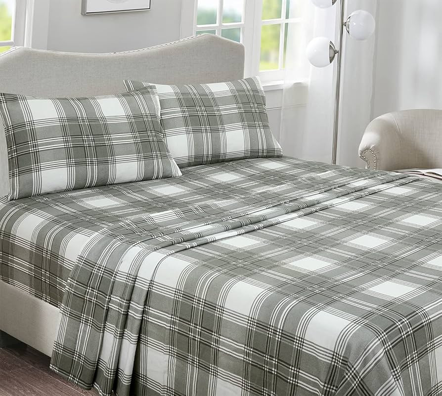 Briarwood Home 100% Cotton Printed Flannel Sheet Set 4 Piece Brushed Turkish Bedding Super Soft, ... | Amazon (US)