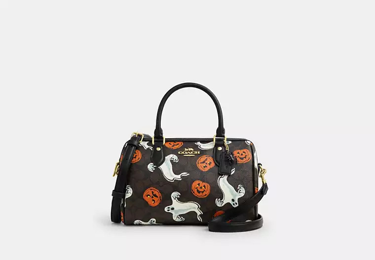 Rowan Satchel Bag In Signature Canvas With Halloween Print | Coach Outlet US