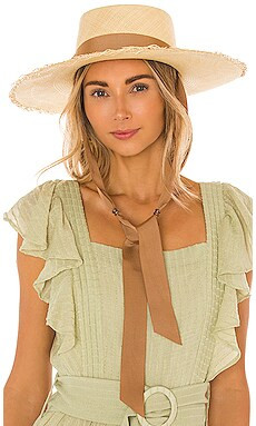 SENSI STUDIO Long Brim Boater Hat in Beige & Sable from Revolve.com | Revolve Clothing (Global)