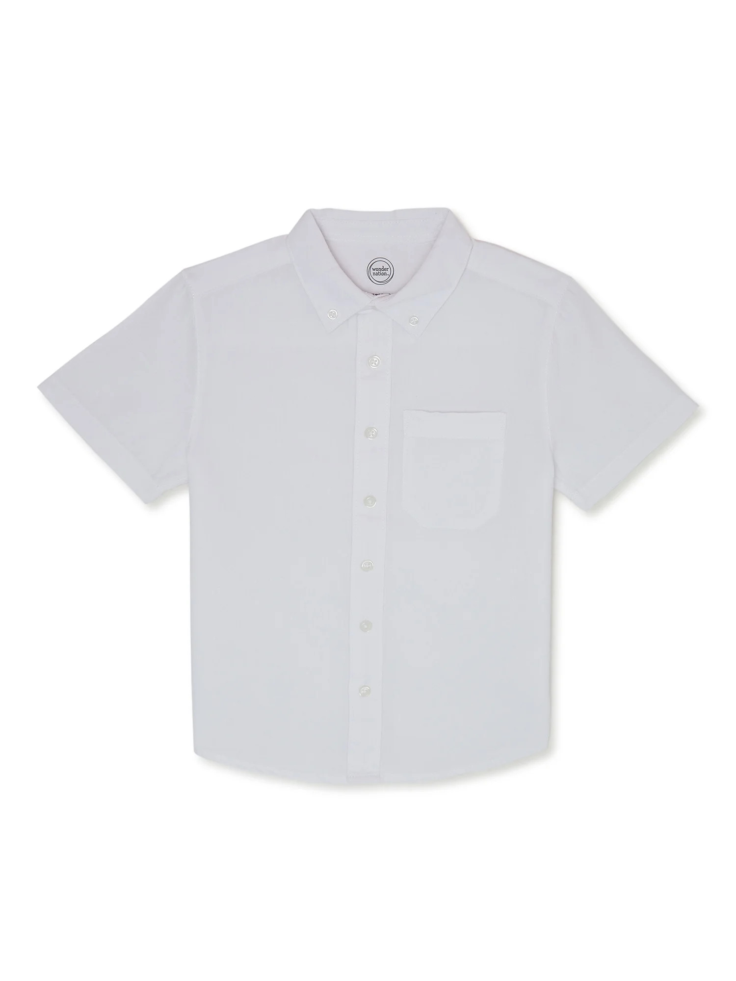 Wonder Nation Boys Woven Button Up T-Shirt with Short Sleeves, Sizes 4-12 & Husky | Walmart (US)