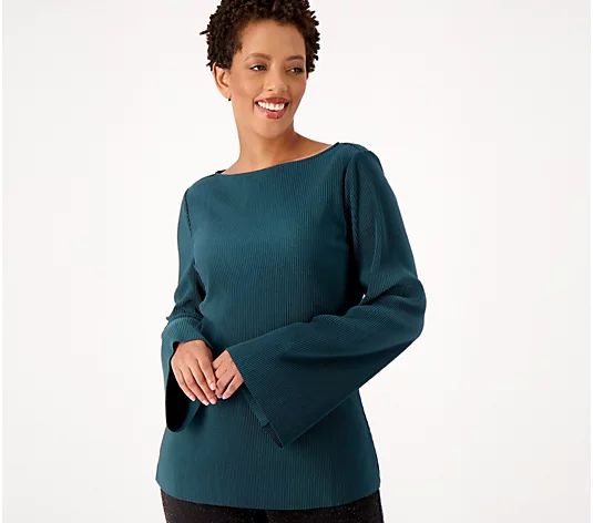Girl With Curves Knit Plisse Blouse Slippers - QVC.com | QVC