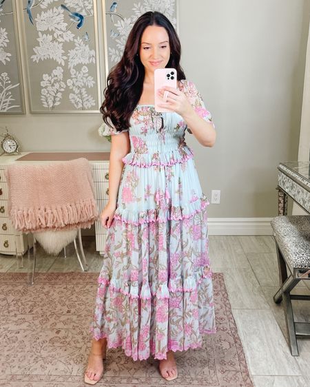 This Hermant and Nandita midi dress is on major sale at saks fifth avenue and FWRD. It’s the perfect dress for vacation, Easter, spring and summer! Tags: spring dress, midi dress, vacation dress, Easter dress 

#LTKstyletip #LTKsalealert #LTKSeasonal