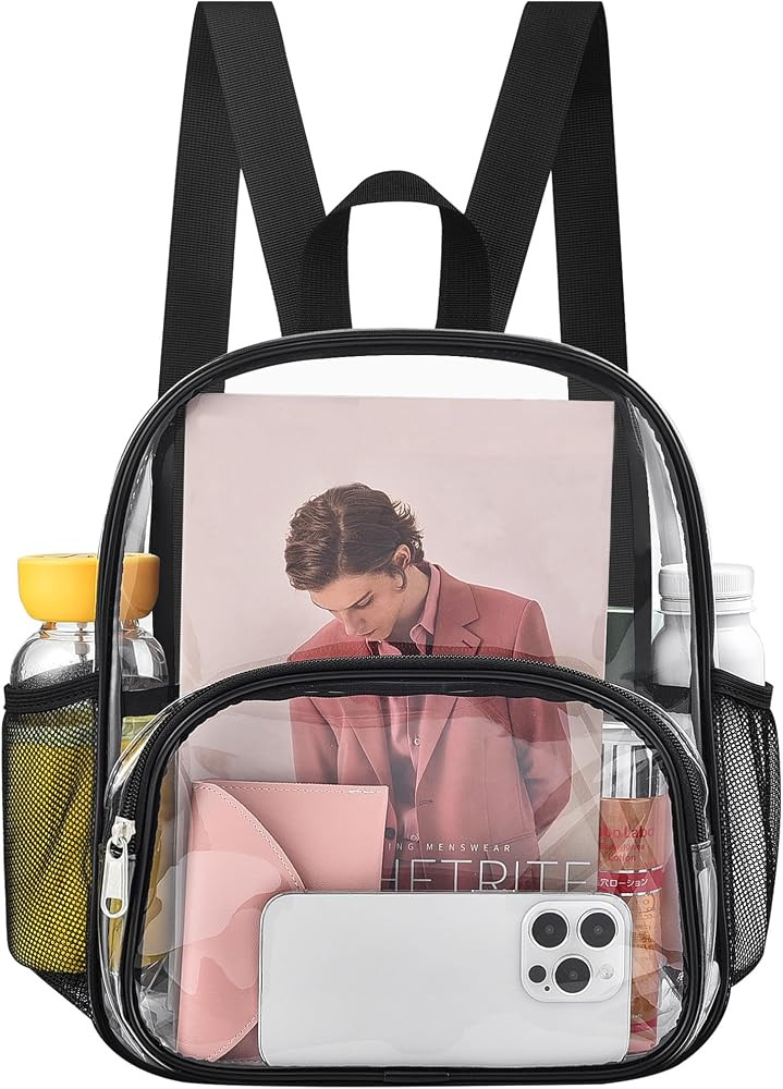 Clear Backpack for Stadium Events Clear Backpack 12x12x6 with Front Pocket for Concert Sport Fashion Women Backpack Events Work Travel | Amazon (US)