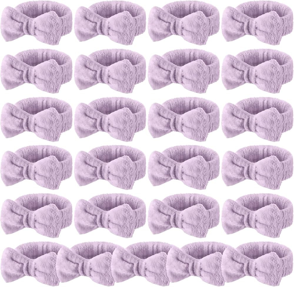25 Pcs Spa Headband Bulk Makeup Headbands for Washing Face Cute Bow Hairbands Soft Coral Fleece H... | Amazon (US)