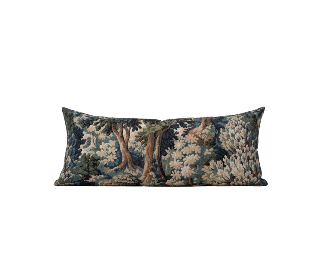 FINLEY 14x32 Green and Brown Floral Pillow Cover Tapestry Pillow Modern Dark Floral Pillow Englis... | Etsy (US)