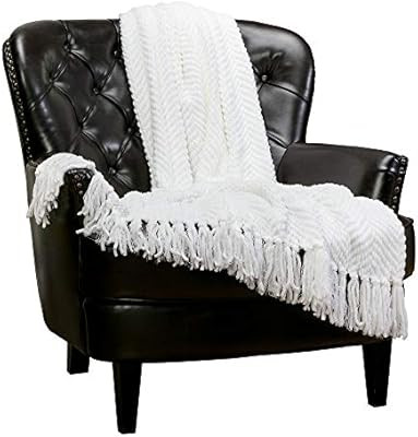 Chanasya Textured Knitted Super Soft Throw Blanket with Tassels Warm Plush Lightweight Fluffy Wov... | Amazon (US)