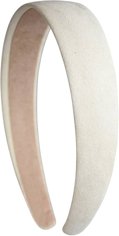Motique Accessories 1 Inch Wide Suede Like Headband Solid Hair band for Women and Girls - Cream | Amazon (US)