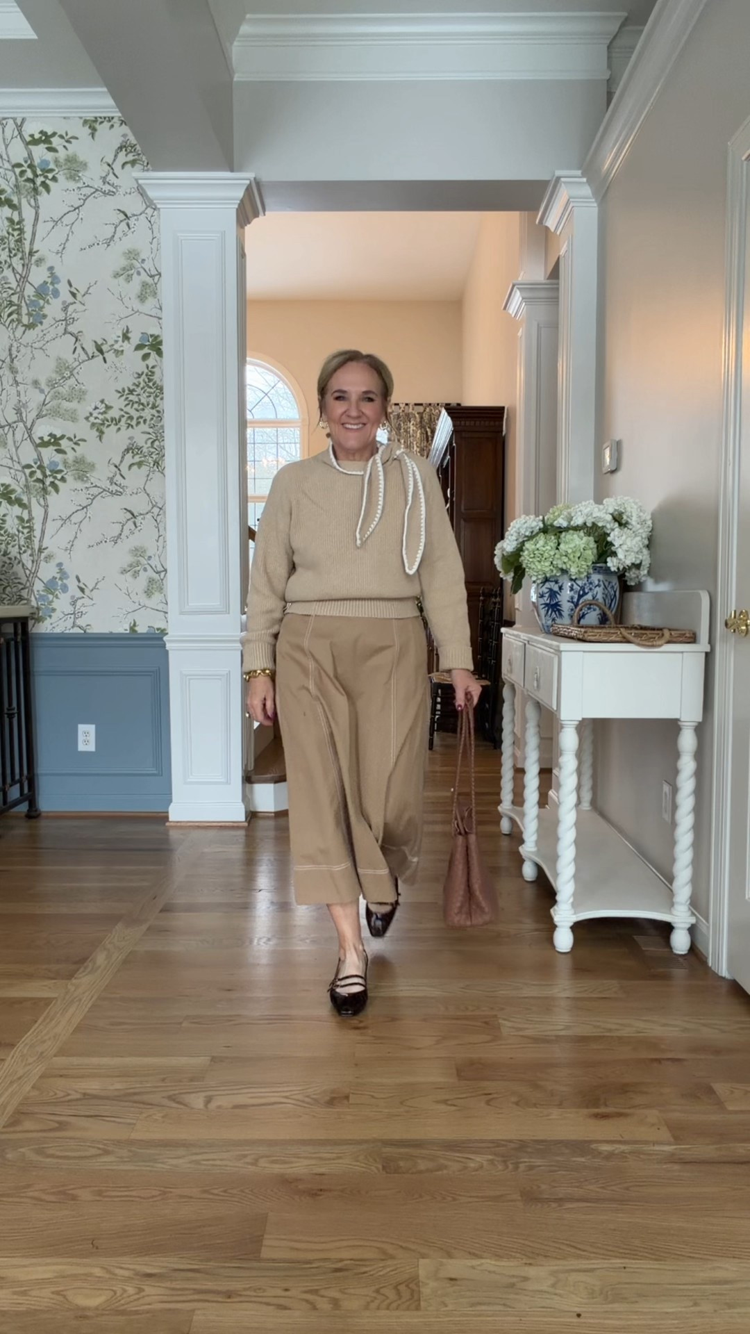 Skirt size medium petite 
Sweaters size medium 
Blouses size medium 

Spring transition outfits vacation outfits khaki skirt loft 

#LTKPetite #LTKOver40