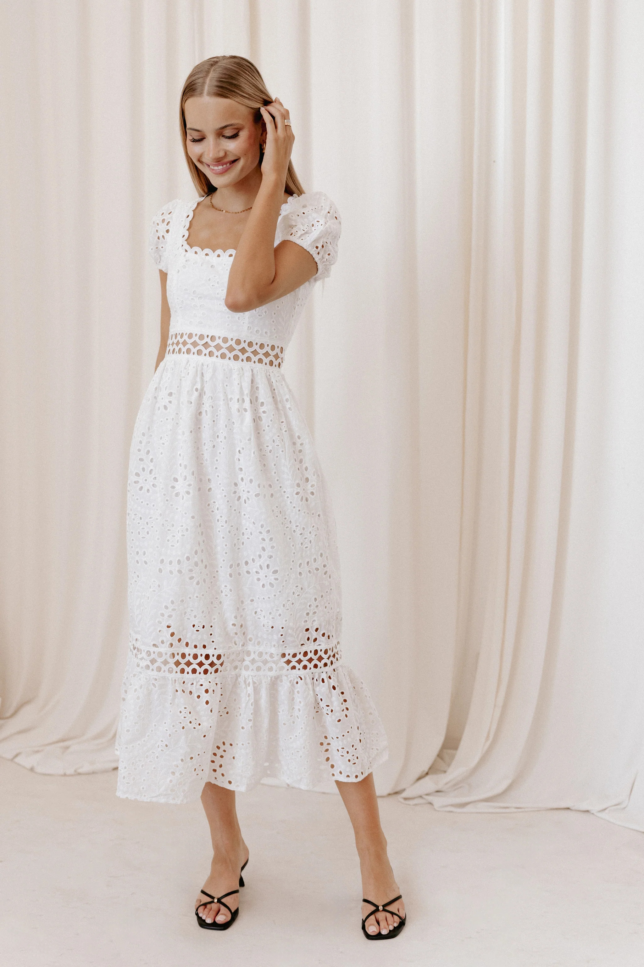 Melania Midi Dress - White | Petal & Pup (US)