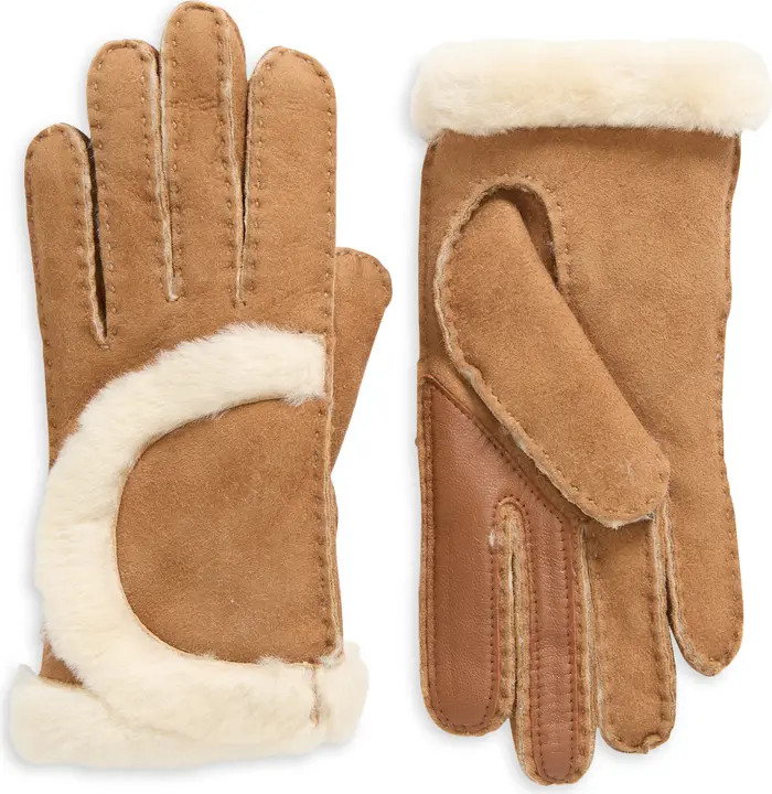 UGG® Genuine Shearling Exposed Curve Seam Gloves | Nordstromrack | Nordstrom Rack