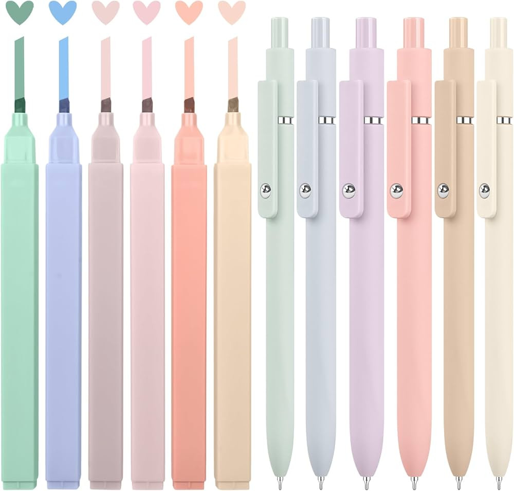 12 PCS Aesthetic Bible Highlighters and Gel Pens, Cute School Supplies for College Study, Preppy ... | Amazon (US)