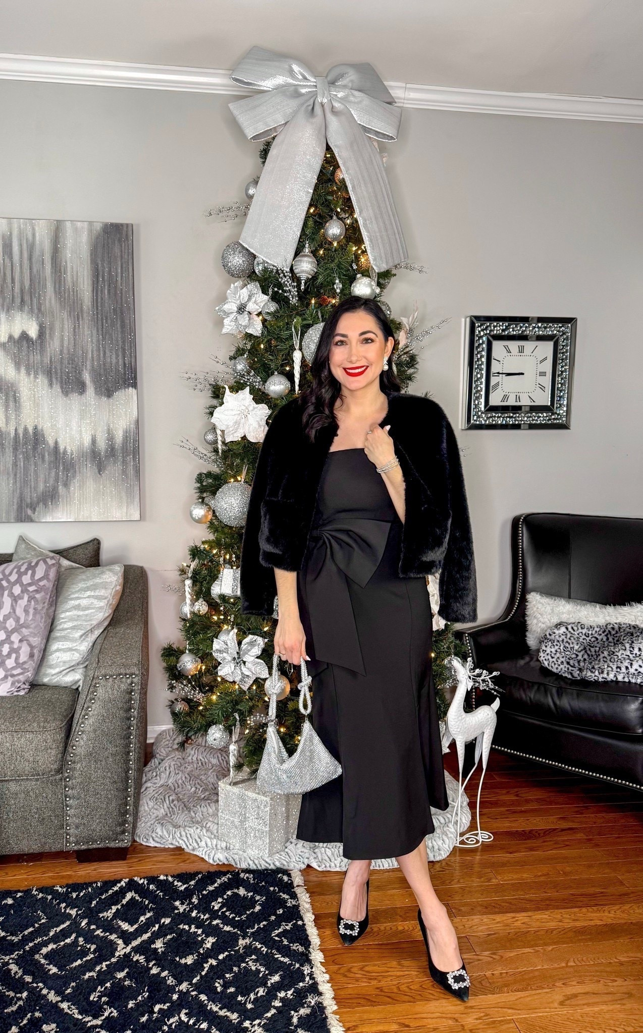 Classy birthday outfit 🖤

Black faux fur jacket size small, TTS
Black strapless bandeau midi dress size 6, sized up
Black heels with crystal buckles 

Holiday outfit 
NYE outfit 
New Year’s Eve outfit 
Wedding guest dress 
Little black dress 


#LTKSeasonal #LTKWedding #LTKHoliday