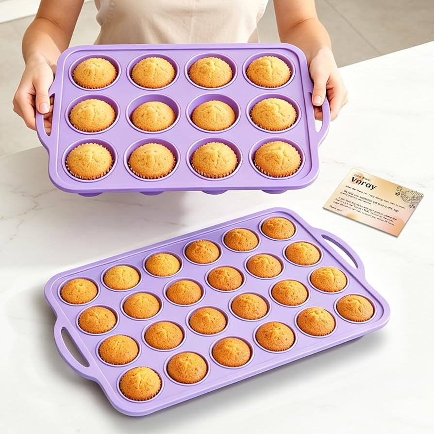 Silicone Muffin Pan Set: Non Stick 12 & 24 Silicone Muffin Pans for Baking | Amazon (US)