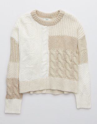 Aerie Patchwork Crew Sweater | American Eagle Outfitters (US & CA)