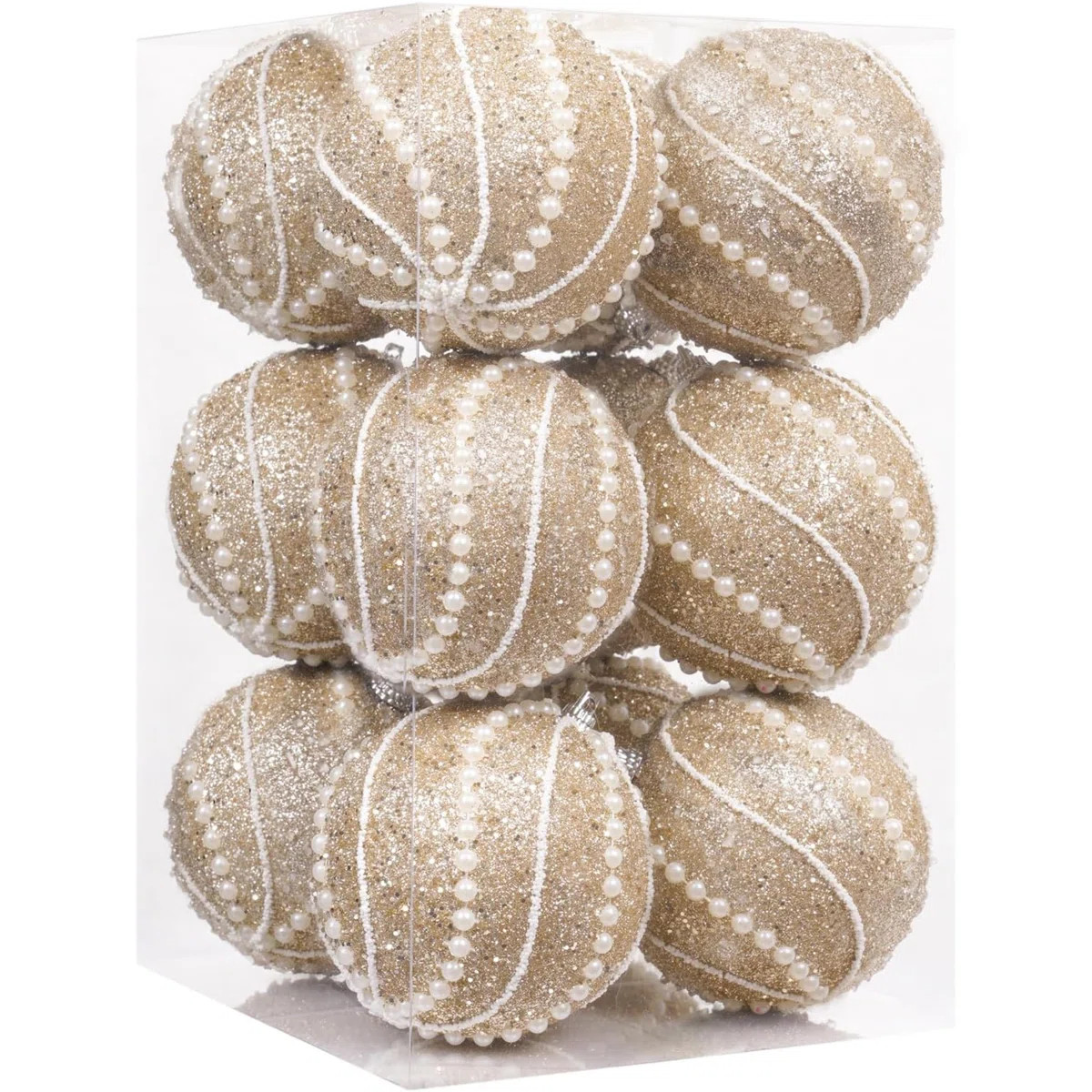 12 Pcs 3.15" Glitter Christmas Balls Ornaments, Sequin Shatterproof Foam Christmas Tree Decoratio... | Wayfair North America