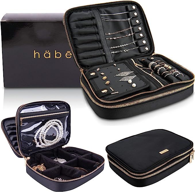 Habe Travel Jewelry Organizer Case - Truly Tangle Free - Space Saving Jewelry Storage Bag - Small... | Amazon (US)