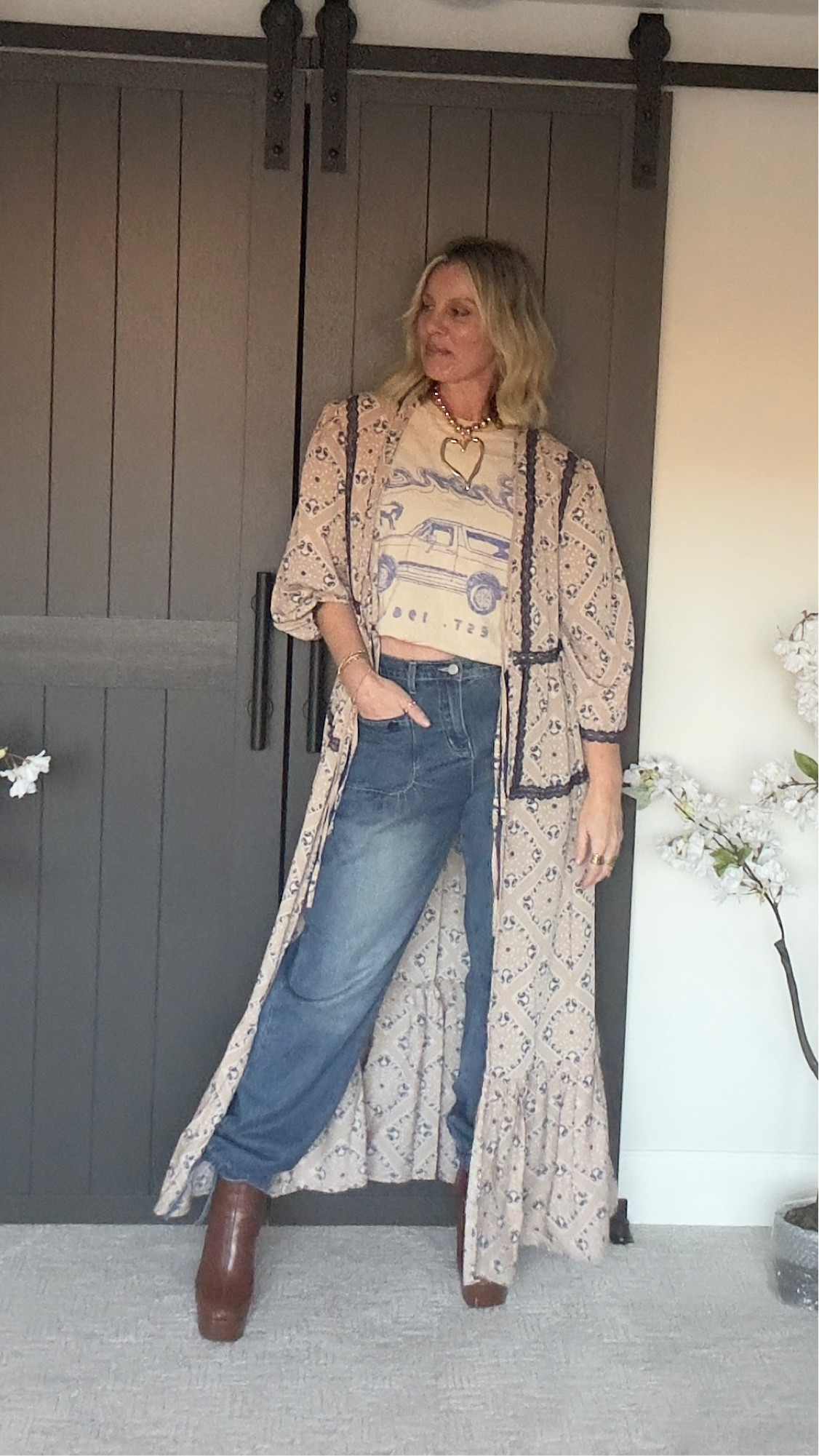 A little boho for a Tuesday!
Necklace is in my showcase in my Tik Tok shop!
Kimono is Three Bird Nest!

#LTKStyleTip #LTKOver40 #LTKSaleAlert