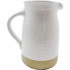 White Ceramic Pitcher | Vintage Rustic Farmhouse Vase | Ceramic Milk Jug | Flower Vase | Decorati... | Amazon (US)