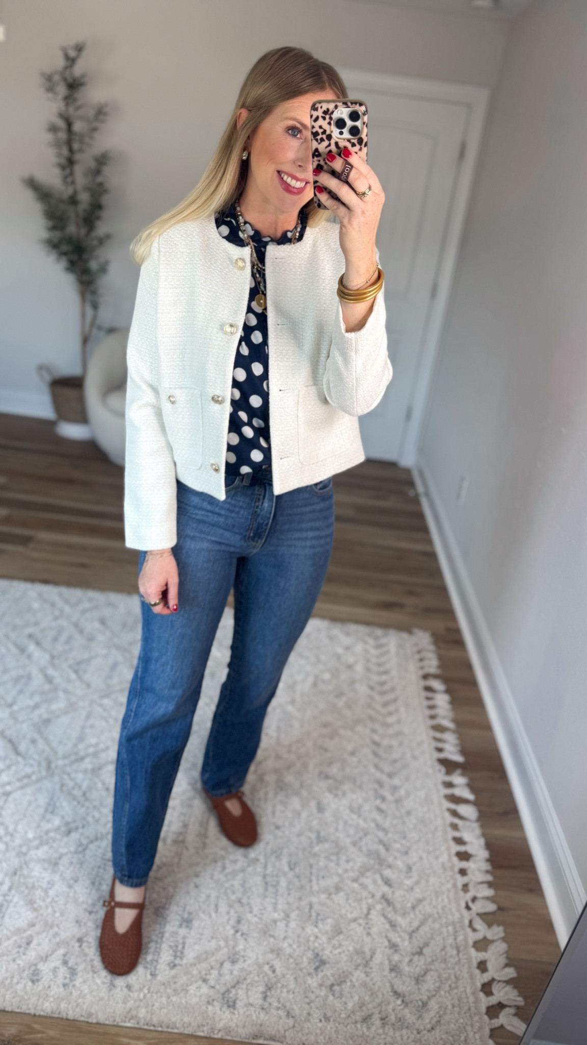 Daily try on, Walmart outfit, Walmart fashion, Walmart try on, time and tru, tweed lady jacket, polka dot top

#LTKgrwm #LTKWorkwear #LTKootd