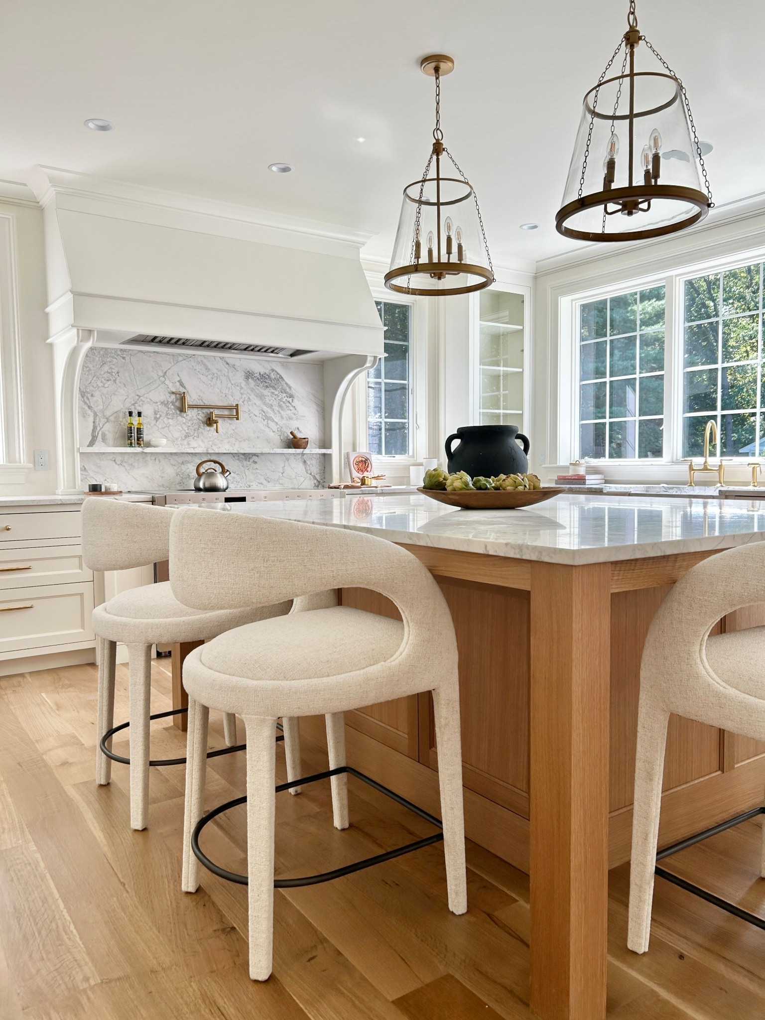 Counter stools.  Comfortable, stylish white upholstered stools.

#kitchen #counterstools

#LTKHome