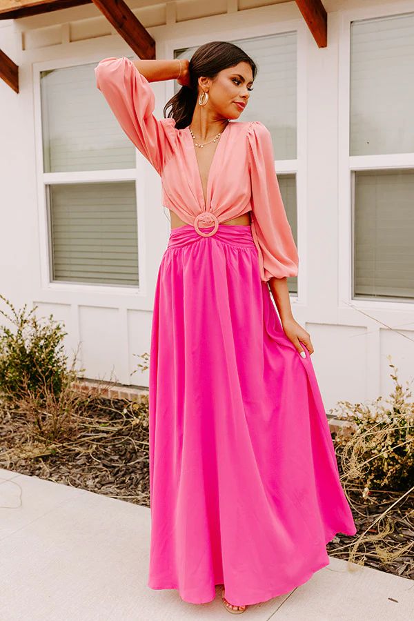 Hotel Plaza Cut Out Maxi Dress In Pink | Impressions Online Boutique