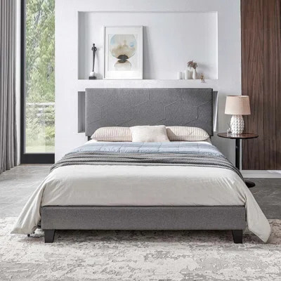 Upholstered Platform Bed Frame, Wood Slat Support | Wayfair North America