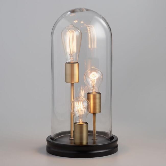 Glass Cloche 3 Edison Bulb Table Lamp
							var ensTmplname="Glass Cloche 3 Edison Bulb Table La... | World Market