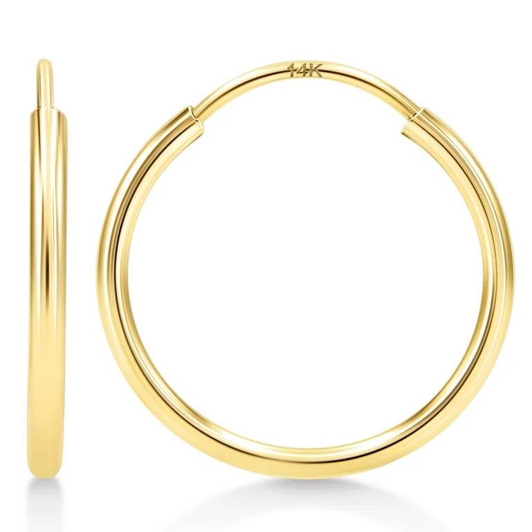 KEZEF Ultra-Thin 14k Yellow Gold Hoop Earrings, Endless Hoops for Women, Men, Girls - Lightweight... | Walmart (US)