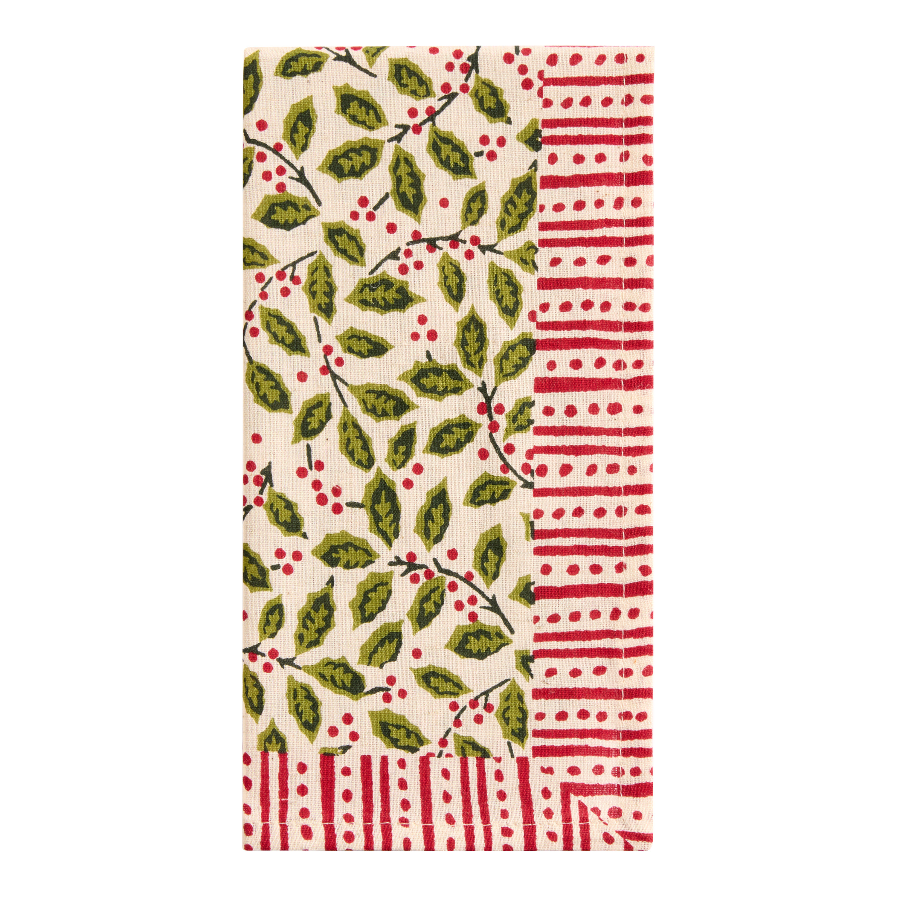 Green and Red Holly Stripe Napkin | World Market