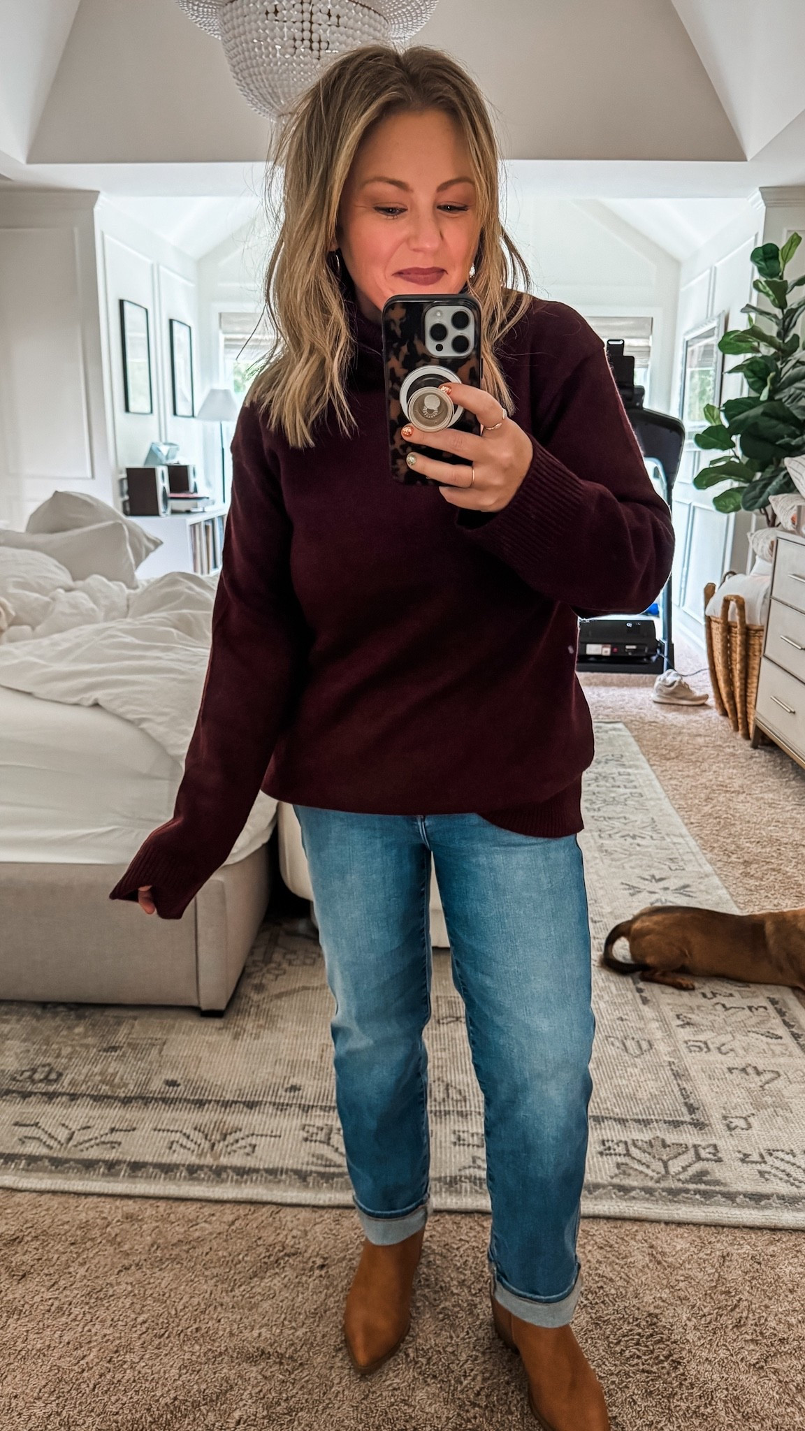 I love the fit of this turtleneck sweater— comes is multiple colors and is on sale for under $34! Easy to dress up or down. Fits TTS. I’m 5’3 and wearing a medium in the sweater and the 6-12 in jeans.

#LTKSaleAlert #LTKSeasonal #LTKOver40