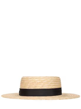 LACK OF COLOR - The spencer boater straw hat - Natural/Black | Luisaviaroma | Luisaviaroma