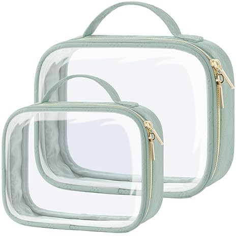 PACKISM TSA Approved Toiletry Bag - 2 Pack Clear Makeup Bag with Handle Large Opening, Toiletry B... | Amazon (US)
