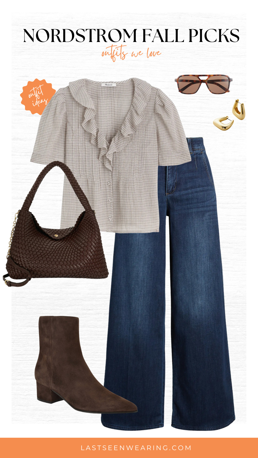 Cute for fall! Loving this ruffle Madewell top and this woven bag with dark wash jeans and booties. Effortlessly chic!  

 #LTKootd #LTKSeasonal #LTKOver40