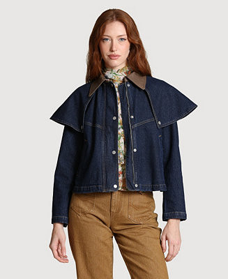 Avec Les Filles Women's Denim Cape Spread Collar Jacket - Macy's | Macy's