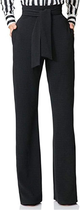 LKOUS Women's Stretchy High Waisted Wide Leg Button-Down Pants | Amazon (US)
