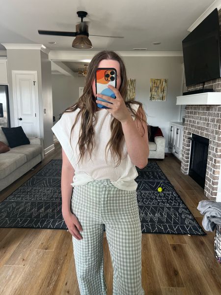 Summer outfit ideas from SHEIN! 
Summer ootd, gingham pants, preppy, knit tank top, white tank top, workwear, business casual, summer outfit, travel, beach, causal ootd, outfit inspo, try on, green pants, church outfit 

#LTKunder50 #LTKFind #LTKSeasonal
