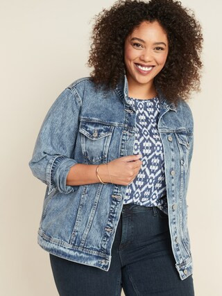 Acid-Wash Boyfriend-Fit Plus-Size Jean Jacket | Old Navy (US)