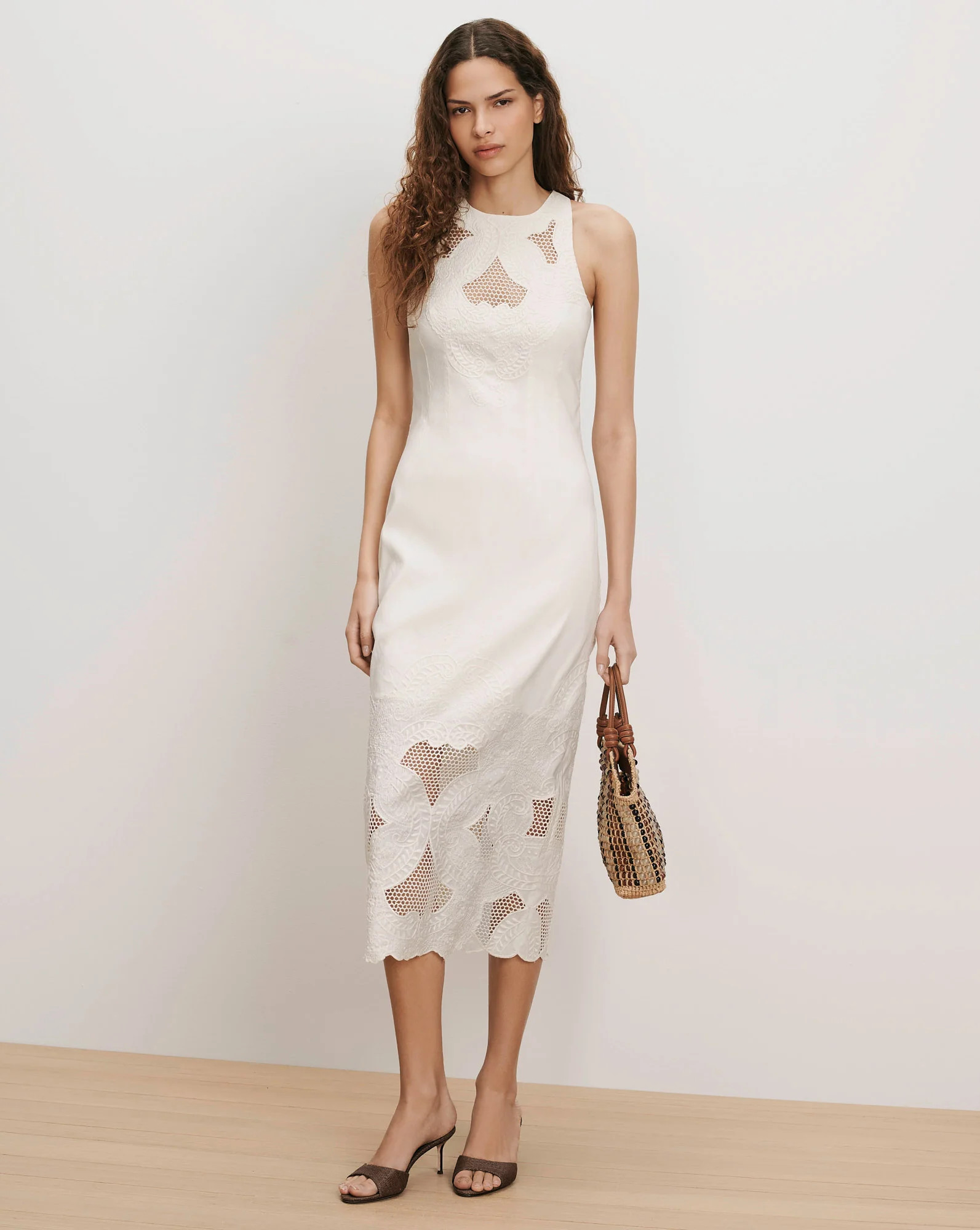 Upten Eyelet Midi Dress in Dove White | Veronica Beard | Veronica Beard