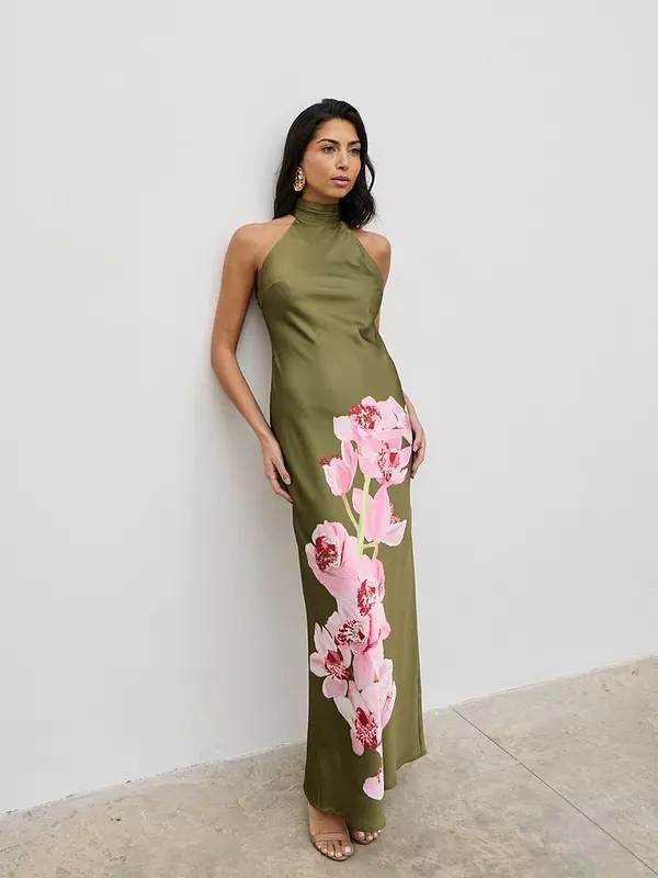 Pretty Lavish Kiara Halterneck Maxi Dress - Multi | Very (UK)