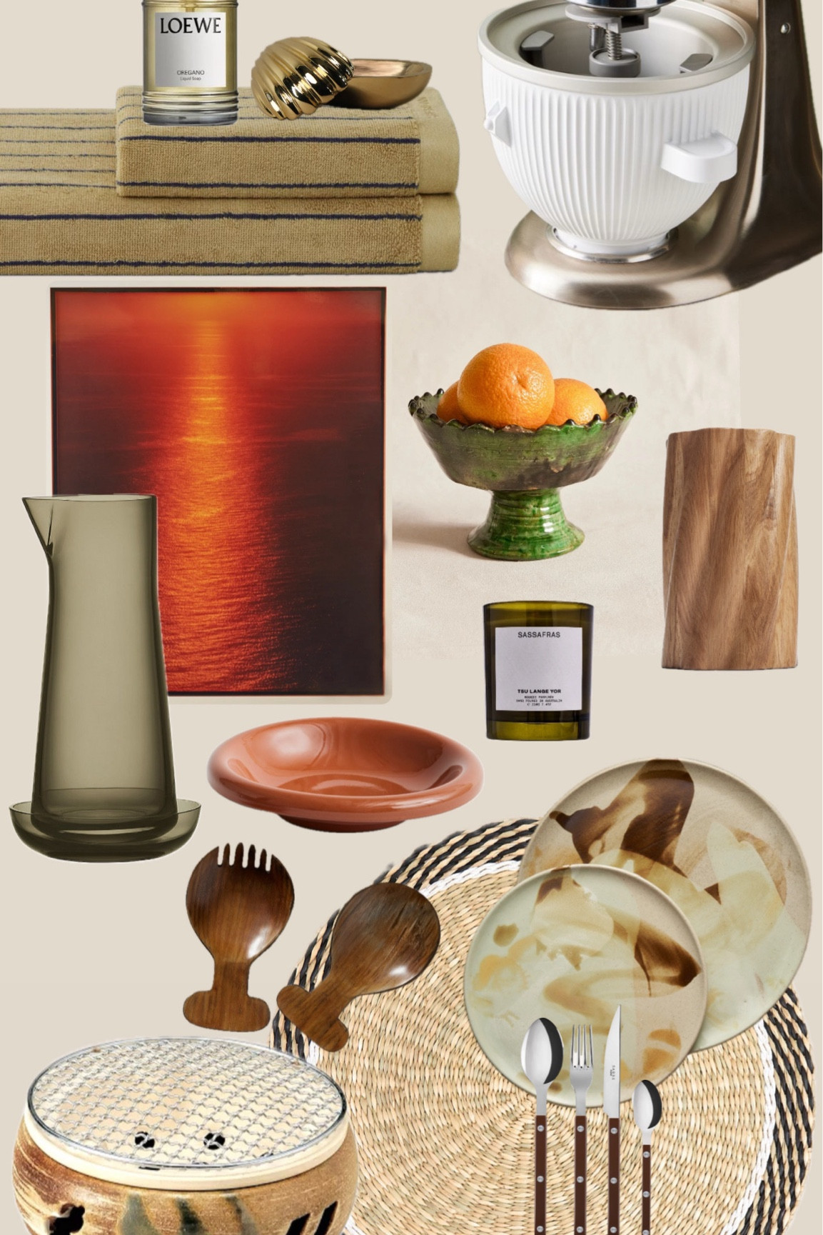 Fresh Home Additions for SPRING 2024.

Embrace the fresh energy of Spring with a curated collection of homewares that combine earthy tones and natural textures with a touch of modern elegance. From the warm terracotta and olive green hues in the tableware to the organic feel of wooden utensils and woven placemats, each piece adds a layer of depth and warmth to your space. The luxurious LOEWE hand soap and the striking sunset art piece infuse the room with a sense of calm and beauty, making your home a sanctuary of style and comfort this season.





#LTKhome #LTKspring #LTKaustralia