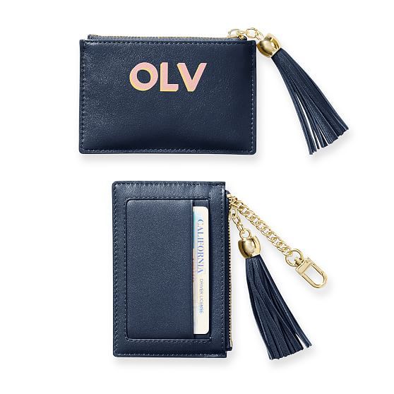 Leather Tassel Zipper Card Case, Shadow Printed | Mark and Graham