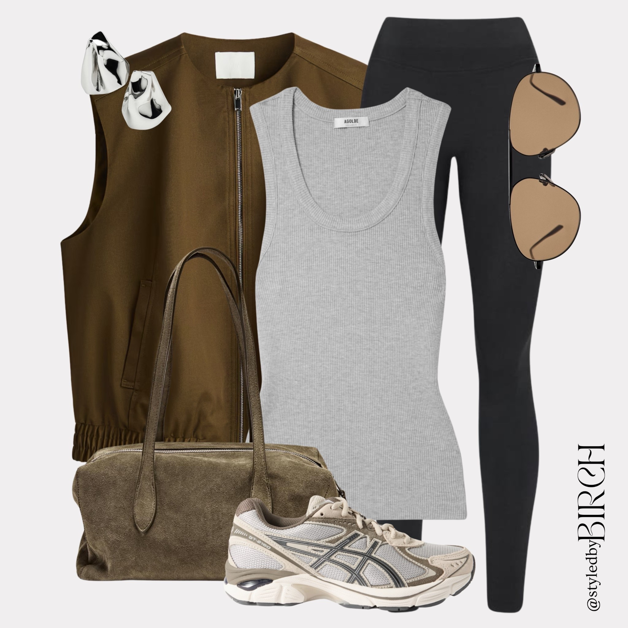 The effortless morning outfit that makes you feel put together before you have even had your first coffee ☕️

This is the kind of look that takes zero effort but looks like it took all of it.

#ootd #outfitinspo #morningoutfit #casualchic #chicstyle

Tags 🏷️
Olive zip up vest, grey ribbed Agolde tank, black leggings, olive suede tote bag, grey and cream Asics trainers, silver sculptural earrings, brown aviator sunglasses

#LTKspring #LTKeurope #LTKfitness