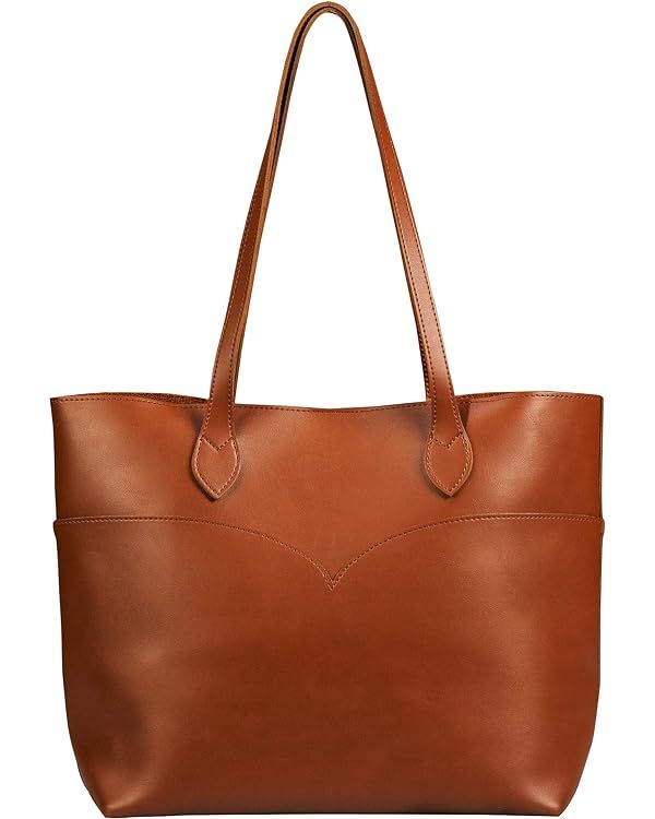 Tote Bag For Women Vegan Leather Simple Vintage Shoulder Retro Handbag Classic A4 Purse | Amazon (US)