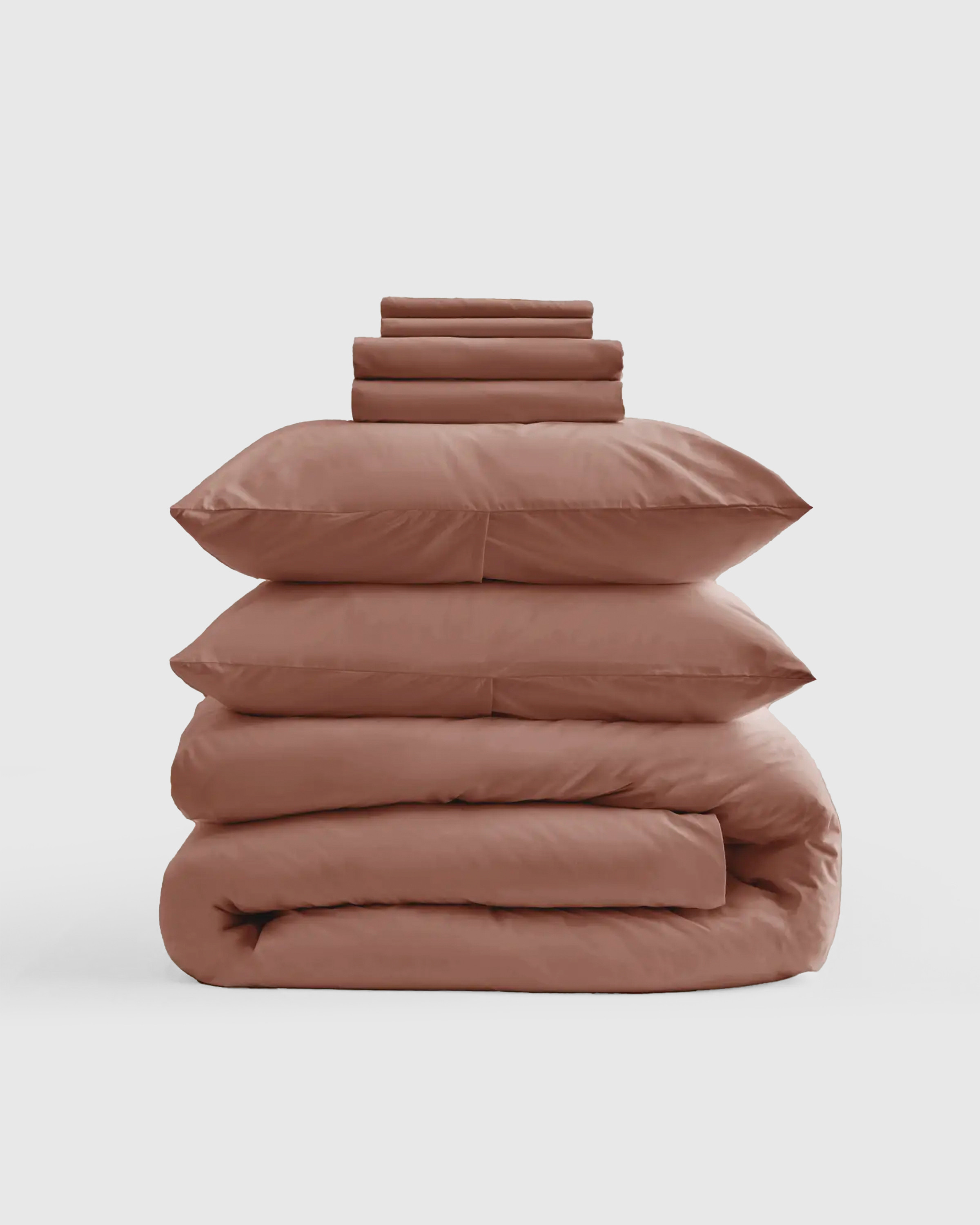Quince | Classic Organic Percale Deluxe Bedding Bundle in Clay, Size Twin, Percale Cotton | Quince