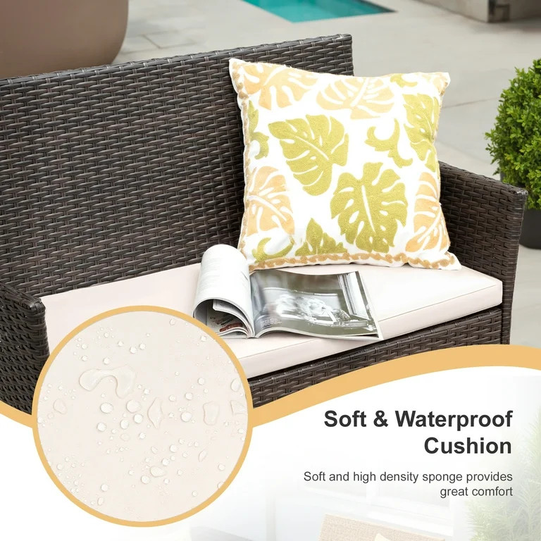Lacoo 4 Pieces Patio Furniture Set Outdoor Conversation Wicker Rattan Chairs Seating with Cushion... | Walmart (US)