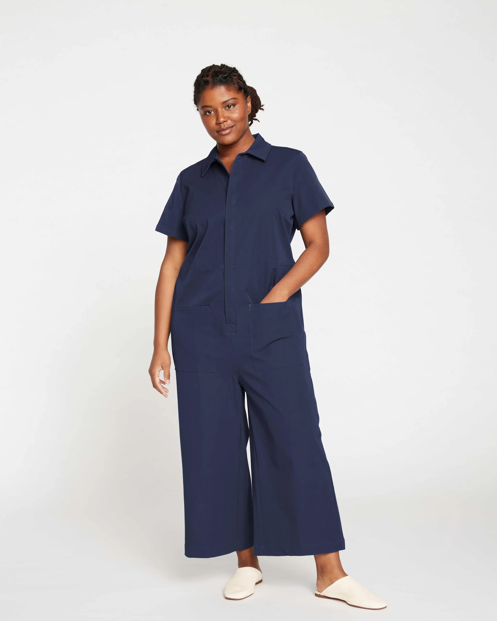 Kate Stretch Cotton Twill Jumpsuit
   Navy | Universal Standard