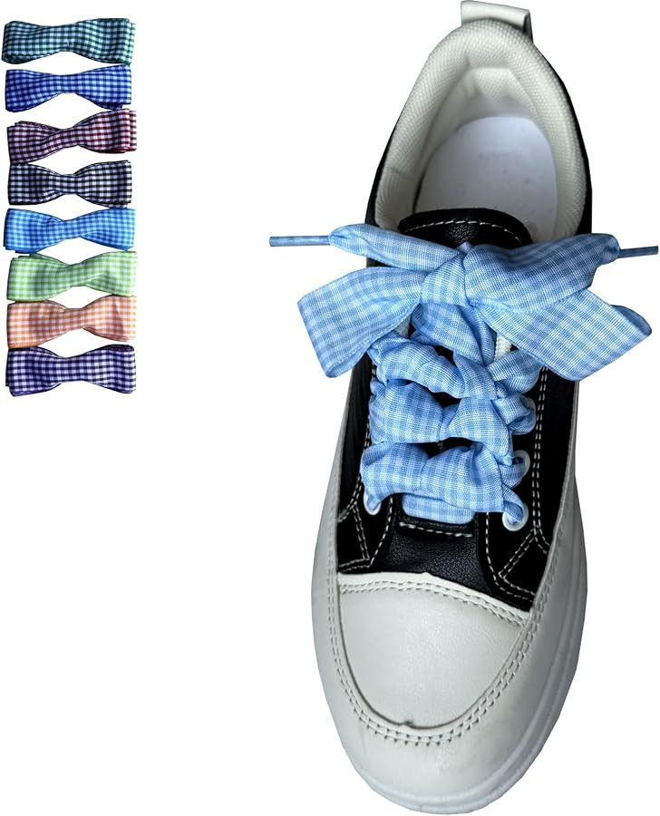 Goodlace Flat Checkered Shoelaces, Gingham Ribbon Shoe Laces | Amazon (US)
