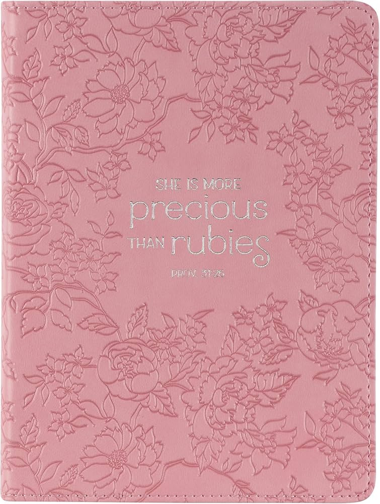 Christian Art Gifts Strawberry Pink Floral Vegan Leather Small Journal Inspirational Scripture Wo... | Amazon (US)